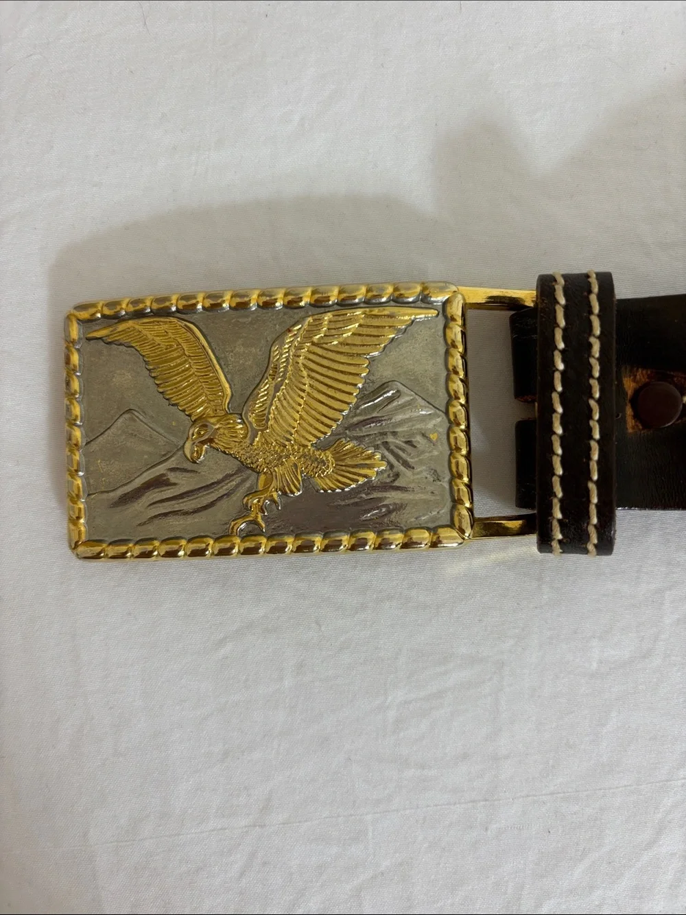 Justin Hand Tooled Western Belt Size 34 #637D with vintage replacement buckle